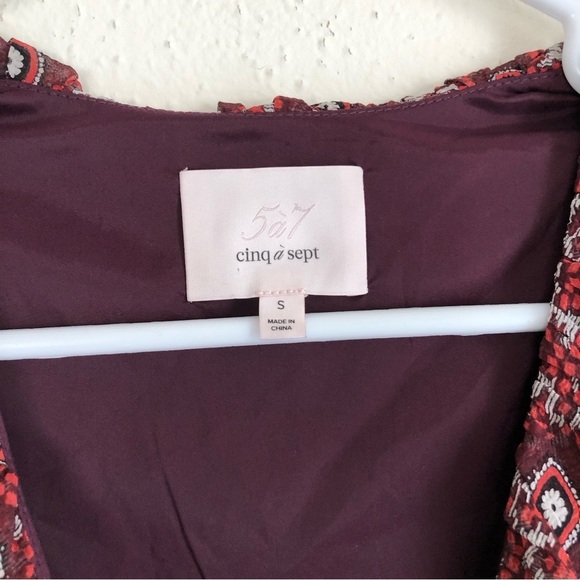 100% Silk Cinq á Sept Jasmine Floral Ruffle Fringe Dress - Picture 7 of 14